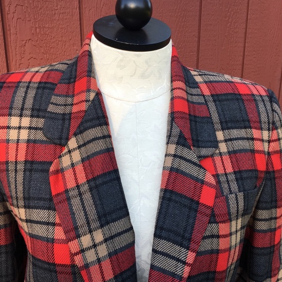 Talbots 12 Wool Plaid button front Lined Blazer - Picture 3 of 7